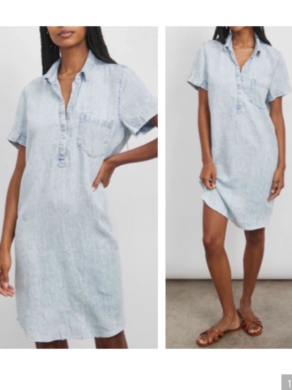 Rails Valerie Dress in Light Acid Wash Linen Blend Size Medium